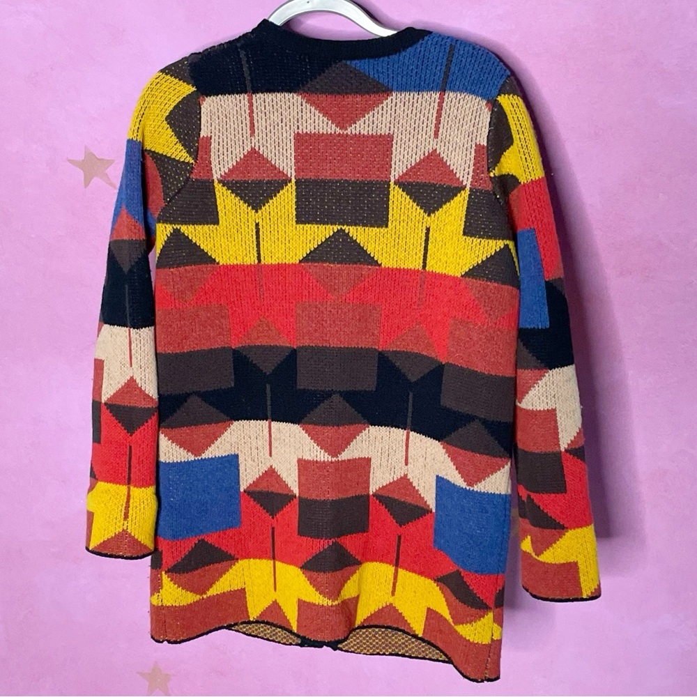 Sparrow Anthro Multicolor Geometric Lodestar Wool Cardigan Sweater Medium - Picture 2 of 9